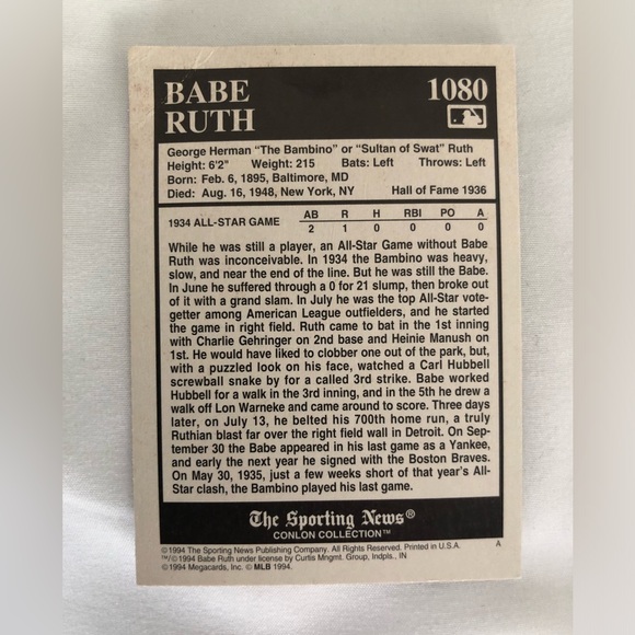Babe Ruth baseball card - Picture 2 of 2